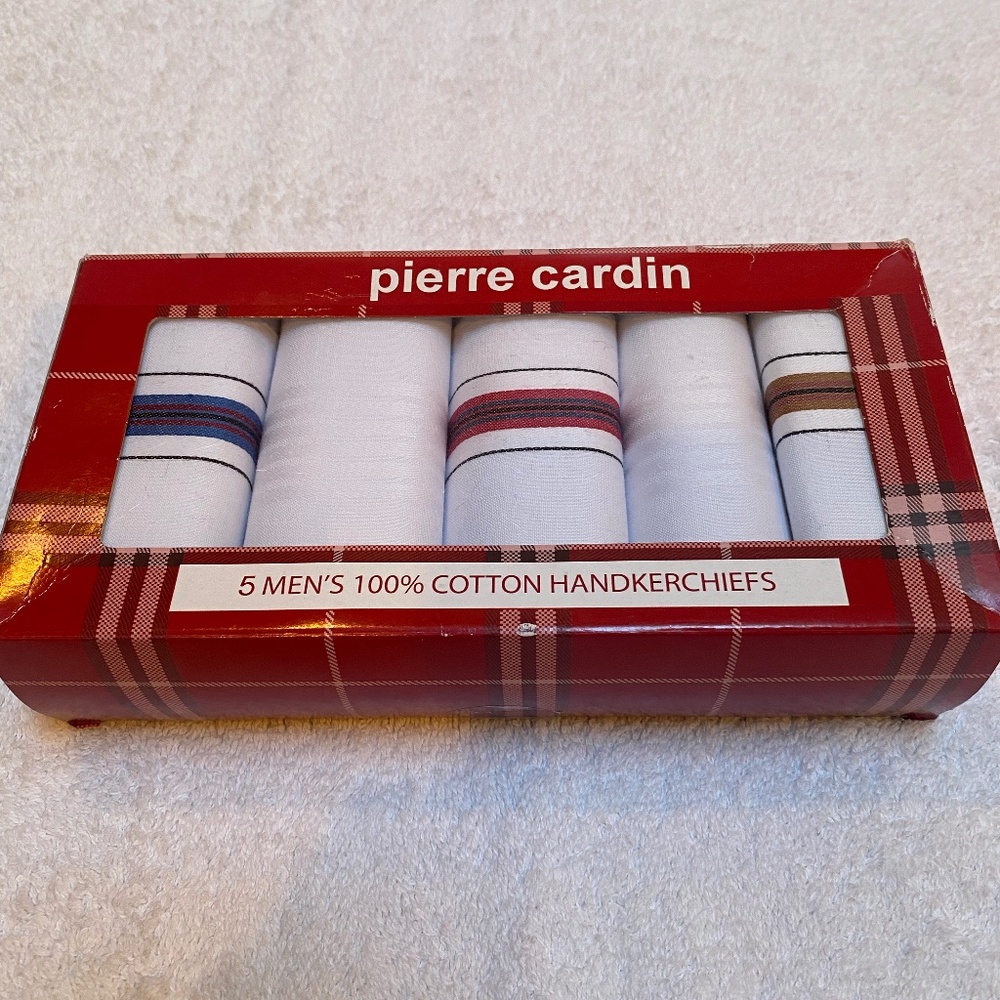 5 Pierre Cardin Handkerchiefs.